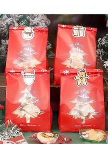 10 Pcs Christmas Packaging Bags - Reusable Christmas Gift Bags For Candy, Chocolate, Biscuit, And Food Storage - Perfect For Christmas Decorations, Party Supplies, And Accessories(Sticker Not Included) - Multicolor - View 7