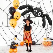 1pc 57-Inch 3D Cartoon Spider Shaped Foil Balloon, Oversized Adorable 6-Legged Black Spider Design Polyester Film Balloon, For Trick Or Treat, Halloween, Ghost House Decor, Spooky Party Decorations, Fun Birthday Party