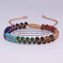 1 pezzo Braccialetto/cavigliera con sette chakra naturali, protezione spirituale, meditazione, yoga, accessorio da donna alla moda, con cristalli naturali intrecciati a mano, regolabile