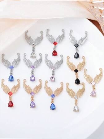 5 件/套巴洛克风格天使翅膀水滴吊坠合金材质配饰，DIY 珠宝，适合女性日常使用