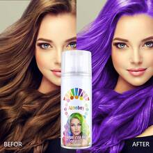 Temporary Hair Color Spray,Temporary Hair Color Wax, Kids Hair Wax Dye Pomades Disposable Natural Hair Strong Style Gel Cream Hair Dye-On 1-Day Washable (#Purple) - 淺灰紫 - 查看 6