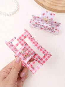 1 pieza Accesorio de cabello retro estilo floral grande de tipo "grab" para niñas, pinza de pelo con frutas, pasador de cabello, pasador de cabello lindo