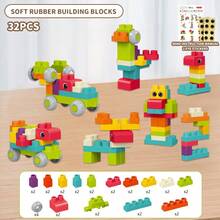 Soft Rubber Building Blocks For Toddlers 3+, Large Choking-Proof Blocks | Squeeze & Stack Educational Toys | 18/26/32PCS Baby Gift,For Back-To-School Season, Halloween, Christmas - Large Particle Soft Plastic Building Blocks - View 12