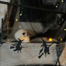 1 Stück Halloween Hexe Banner, Halloween Party Zubehör, Horror Halloween Kamin Hängende Girlande, Vintage Halloween Inneneinrichtung, Ziehflagge Party Papier Schwalbenschwanz Flagge, Halloween Thema Banner Heim Dekoration Halloween Dekoration Herbst Dekoration Raumdekoration