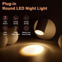 Veilleuse LED rotative à 360°, avec capteur intelligent, capteur crépuscule à l'aube, 2700K 0,5W blanc chaud, veilleuse à fiche unique pour couloir, chambre, nurserie, cuisine, escaliers