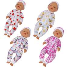 2025新款可爱卡通图案连体衣娃娃衣服，适合14–18英寸婴儿娃娃和36–45厘米新生婴儿娃娃（不含娃娃）