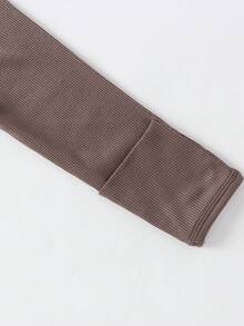 JUNBLEBABY 4pcs  Bamboo Fiber Ribbed Zipper Jumpsuit, Soft, Breathable, Skin-Friendly, High Elasticity, Solid Color Combination, Long Sleeve Bodysuit And Long Pants With Double-Headed Zipper (With Removable Sleeve And Foot Covers) - 彩色 - 查看 10