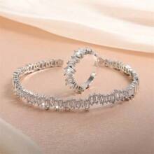 2 Stücke minimalistisches asymmetrisches Armreif und Ring Set, geeignet für den täglichen Gebrauch