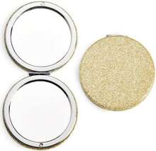 Gold Compact Mirror For Purse,Magnifying Travel Mirror With Glitter,Double-Sided Small Pocket Mirror,Portable 2 X 1x Magnification Folding Makeup Mirror,Cosmetic Mirror For Gift - Gold - View 10