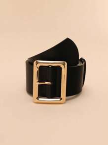 1 Pc Women's Black PU Material High-End Waist Belt Attached Dress Fall, Autumn, Halloween