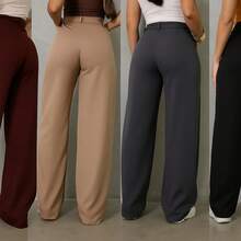 High Waist Tailored Wide Leg Pants – Elegance And - 駝色 - 查看 2