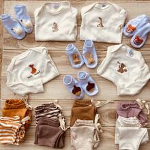 Boho Baby Set Combo Bodysuit, Socks, Animals, Squirrel Kit - Lạc đà - Xem 2