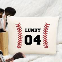 1pc Personalized Baseball-Themed Cosmetic Bag With Custom Name And Number, Ladies' Travel Toiletries Bag, Ladies' Cosmetic Bag, Fashionable And Convenient Cosmetic Bag, Student Stationery Box, Suitable For Daily Commuting, School, And Festival Gifting