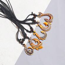 5pcs Adjustable Rope Necklaces With Resin Fish Hook Pendants, Unisex Versatile Sweater Chain Couples Jewelry Set - Fishhook Pendant - View 4