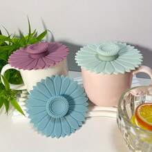3-Piece Sunflower Silicone Cup Lids, Multi-Functional Silicone Lid Set For Tea And Coffee Cups - Color Mixing - View 2