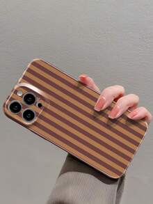 1个极简条纹图案亮面穿孔丝质手机硬壳，兼容 11/12/13/14/15/16 Pro Max，防水防震防摔防刮，国际版，非国内版 - 彩色 - 查看 4