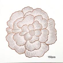 1 pièce/4 pièces/6 pièces/150 pièces Sets de table ronds en PVC style occidental avec motif pivoine, résistants à la chaleur, antidérapants, sets de table décoratifs pour hôtel, restaurant, fête, mariage, festival