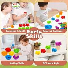 Counting Animals Toys Matching Game With Sorting Bowls , Preschool Learning Activities Montessori Sensory Fine Motor Toys Set, For Math Color Sorting Gifts, For Toddlers Kids Age 3+ Old Boys Girls - Multicolor - View 6