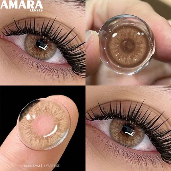 AMARA Natural Colored Contact Lenses For Eyes 1 Pair Blue Eye Color Lenses Fashion Colored Pupils Brown Lenses Eye Contacts Halloween Costume Cosplay