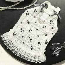 1pc Princess Lace Layered Dress For Small Dogs & Cats, Suitable For Summer, Wedding Or Holiday - Black and White - View 15