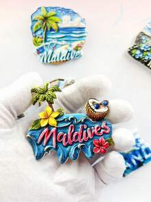1 件 2025 新款马尔代夫冰箱贴创意 3D 树脂旅行纪念品磁性装饰品家居装饰时尚风格 - 彩色 - 查看 6