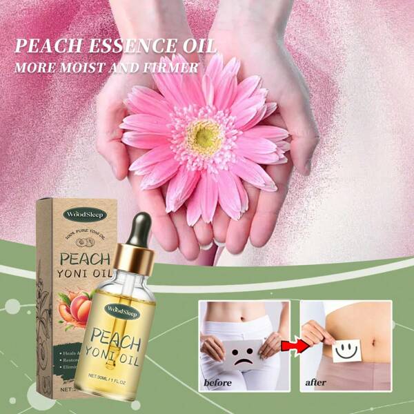 Óleo de cuidado íntimo feminino 30ml/1FL.Oz, óleo hidratante íntimo, óleo hidratante e tensor, hidratante e revitalizante, melhora o opacidade e flacidez, restaura a firmeza e a hidratação, melhora a saúde íntima, aroma romântico de pêssego, recupera a juventude