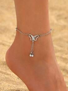 1pc Minimalist Elegant Butterfly Tassel Fashion Anklet, Versatile For Women Holiday And Everyday Wear