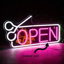 Custom LED Neon Sign With Scissors & Comb Design - USB-Powered Multi-Color Wall Decor For Salons, Spas, Home & Retail Shops - Durable Plastic & Acrylic Construction, Button Control, Wall-Mounted Lighting, Neon Signs For Wall Decor, Retail Display