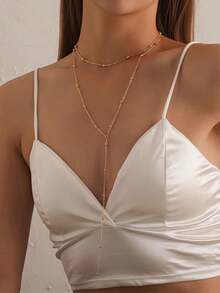 1 件时尚 Y 形串珠流苏多层颈链，适合女性的最佳礼物，适合日常佩戴