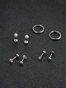 Milacolato 18 Pairs Flat Back Earrings Tiny Cartilage Lobe Stud Earrings Set For Women Men 316L Stainless Steel 20G Cartilage Helix Studs Earrings Moon Star Heart CZ Geometric Piercing Jewelry - 銀色 - 查看 5