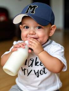 1pc Kids 26 Letter Embroidered Baseball Cap, Gold Thread Letter Design, Korean Style Snapback Hat, Sun Protection Cap For Boys & Girls, 1-3 Years Old - Navy Blue - View 2