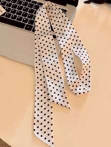 1pc Polka Dot Narrow Oblong Scarf For Women, Fashionable Versatile Headscarf Suitable For Daily, Commute, Banquet, Dating, Outing, Street Photography, Party And Other Occasions, Elegant Feminine Charm Accessory For Dress - Small Polka Dot Scarf - View 16