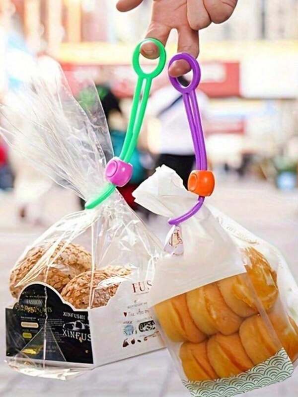 1/3/6/12片三色零食保鲜带 配创意食物密封圈扣 铁丝管理线收纳厨房收纳保鲜工具 (颜色随机)