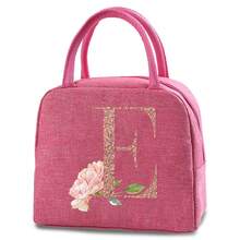 1pc Insulating Lunch Bag A To Z Letter Print Women Cooler Handbags Student Thermal Lunch Bags For Work Thermal Bag For Women Insulated Refrigerated Lunch Box Bag For Man Picnic Bag Fridge Bag Name Initials Pattern Cooler Lunch Box Ice Pack Storage Bag Back To School School Stuff Bag For School Lunch Bag For Women Cooler Bag Picnic Accessories School Accessories - Pink - View 11