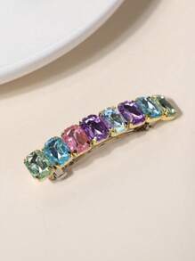 1pc The Sparkling Rhinestone Fixed Spring Clip And Delicate Gold Edge Light Up The Shape, Suitable For All Travel Matches