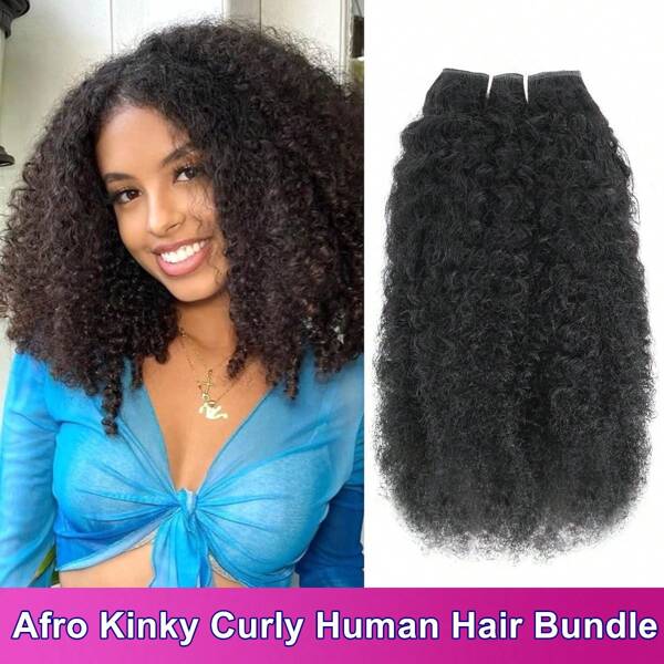 Pacotes de cabelo humano afro crespo e cacheado mongol, 1 pacote 4B e 4C, pacotes de cabelo humano afro crespo e cacheado, trama de cabelo virgem não processado, extensões de cabelo para mulheres, cor natural