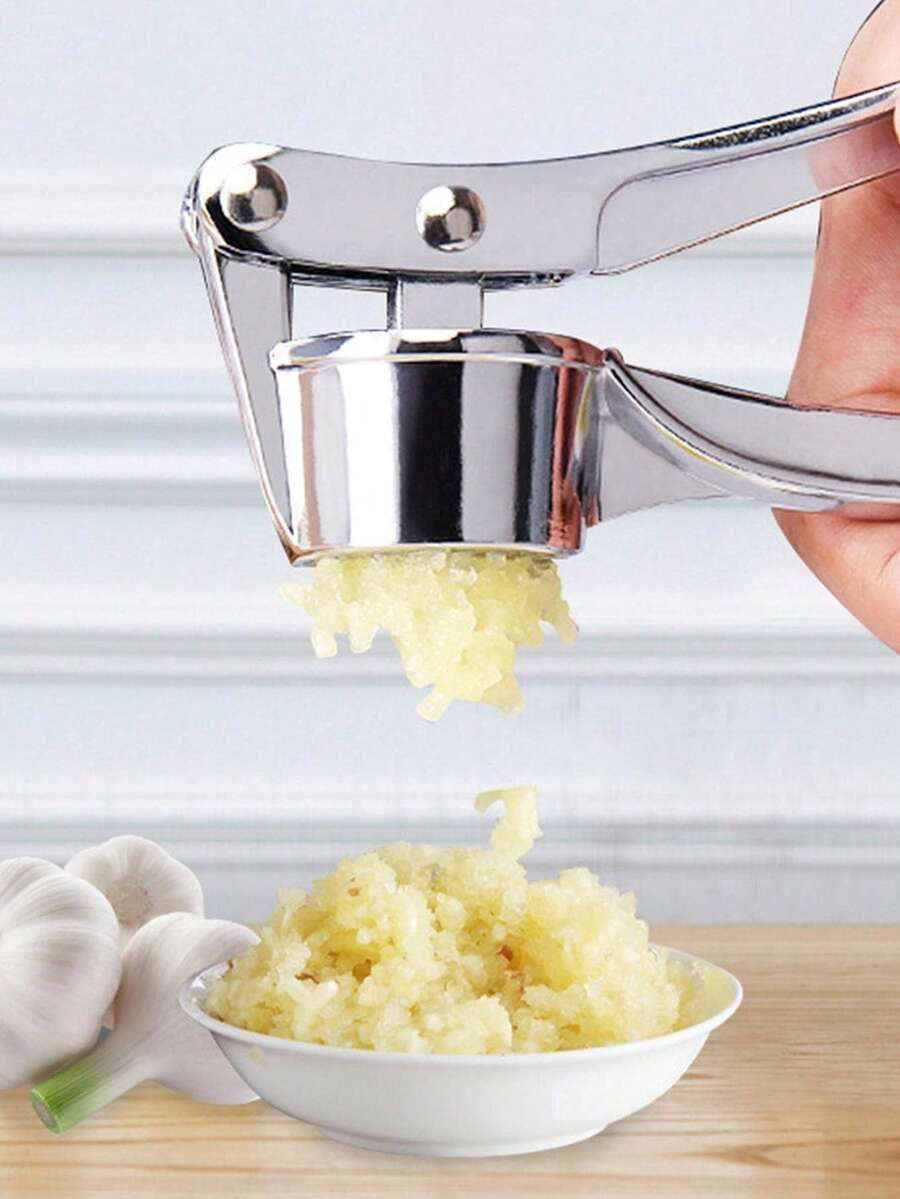 1pc Stainless Steel Garlic/Ginger Press, Manual Garlic Crusher, Kitchen Tool, Anti-Rust Garlic Mincer, Easy To Press And Clean, Fruit & Vegetable Tool, Kitchen Supplies, Household Essential, Creative Restaurant Kitchen Tool, Kitchen Gadget, Seasoning & Spice Tool, Kitchen Accessory - Multicolor - View 1