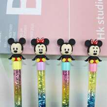 Disney 6Pcs/Set Mickey Minnie Magic Colorful Fairy Stick Internet Celebrity Flow Sand Pen Neutral Pen Student Stationery