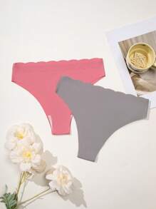 7pcs Women Seamless Underwear Set, Fashionable Wavy Waistband Design, Comfortable Skin-Friendly Non-Rolling, Suitable For Dates, Sports, Parties, Weddings, Everyday Wear