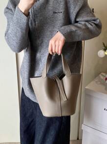 2pcs/Set Large Capacity Letter Decor Shopping Basket, Crossbody And Top Handle Bag, Chic & Unique Design