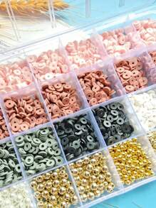1 Caja de 24/28 piezas de arcilla polimérica simple y de moda, accesorios para hacer joyas DIY para collares, pulseras y diversos artesanías