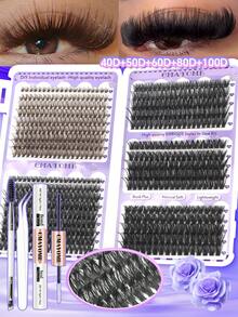 CMAYOME Set de combinación de pestañas postizas D con 630/660 piezas, que incluye D10+D20+D30+D40+D50+D60+ D80+D100, un conjunto de pestañas D postizas gruesas y a prueba de agua con efecto 3D, adecuado para maquillaje natural, dramático y diario, así como para cosplay, y que se puede llevar para uso diario o salir - Blanco - Ver 7