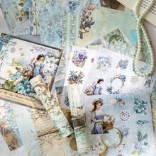 20/40/60/80 Peças Conjunto de Adesivos Florais Vintage, Folha de Adesivos em Papel Fosco Pode Ser Escrito, Adesivos Decorativos Para Scrapbooking, Série Jardim dos Sonhos, Bottom de Papel Temático Floral Vintage e Figura Para Jornalismo (Papel de Adesivo + Papel Escrevível), Material Escolar, De Volta às Aulas
