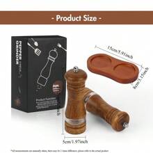 1 pieza Molinillo de pimienta manual, trituradora de sal marina de madera para el hogar, botella reutilizable para especias para barbacoa, picnic, camping, utensilios de cocina