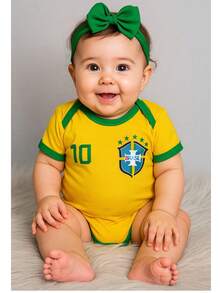Themed Bodysuit Brazilian National Team Team Brazil Boy And Girl S To G - Green - View 1