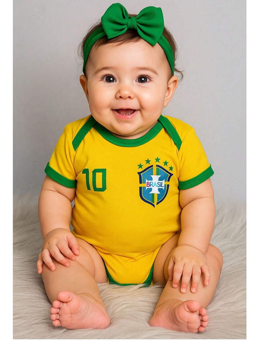 Themed Bodysuit Brazilian National Team Team Brazil Boy And Girl S To G - Green - View 1