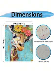 Lovely Giraffe Digital Oil Painting Art Set, One Piece, Adult Craft Hobbies, Frameless Art Oil Painting Kit For Bedroom Decor And Wall Art, Simple Yet Fun Painting, No Drawing Experience Required, Fulfill Your Artist Dream, Immerse Yourself In The Colorful World, Each Stroke Is Self-Expression, Add Romanticism To Life, Best Gift For Family And Friends, Holiday Gift, 40*50CM - Mustard Yellow - View 3