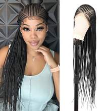 360° HD Lace Front Braid Wig 13" X 8" Lace Cornrow Braid Wig 36 Inch Full Lace Braid Wig Handmade Crochet Black Natural Box Braid Wig With Baby Hair - Black - View 1