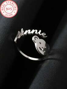 925 Silver Custom Personalized Name Opening Ring, Adjustable, Elegant Ladies Daily Wear Jewelry, Holiday, Birthday, Valentine's Day, Mother's Day, Christmas Gift - Multicolor - View 5