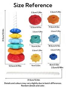 Spinning Stacking Toys, Tworzywo ABS i kolorowy wzór tęczy, Skup się na edukacyjnych i interaktywnych zabawkach do układania w stosy dla dzieci, Spin Toy dla maluchów w wieku 1-3 lat, Zabawki Montessori dla 1-latków, Rainbow Spin Tower, Sensoryczna zabawka edukacyjna dla autystów, Sensoryczne i edukacyjne zabawki dla maluchów dla chłopców i dziewczynek, Nadaje się na prezenty dla chłopców i dziewczynek